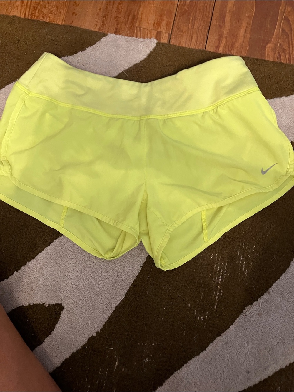 Nike Women's Neon Yellow Performance Running Shorts